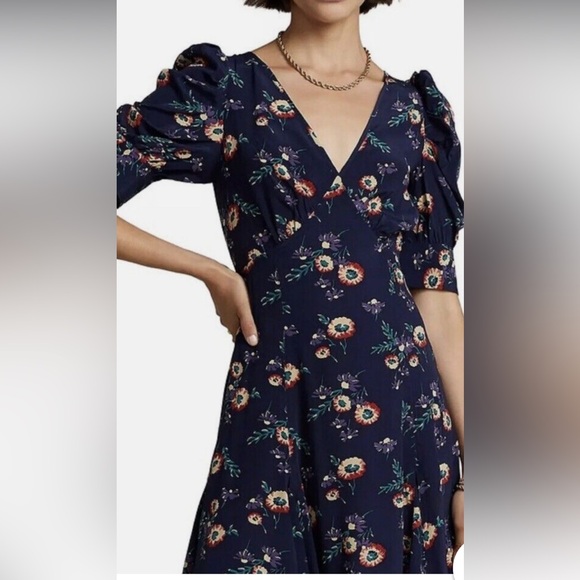 Polo Ralph Lauren Dahlia Floral Print Dress Navy SZ 4 NEW - Picture 2 of 4